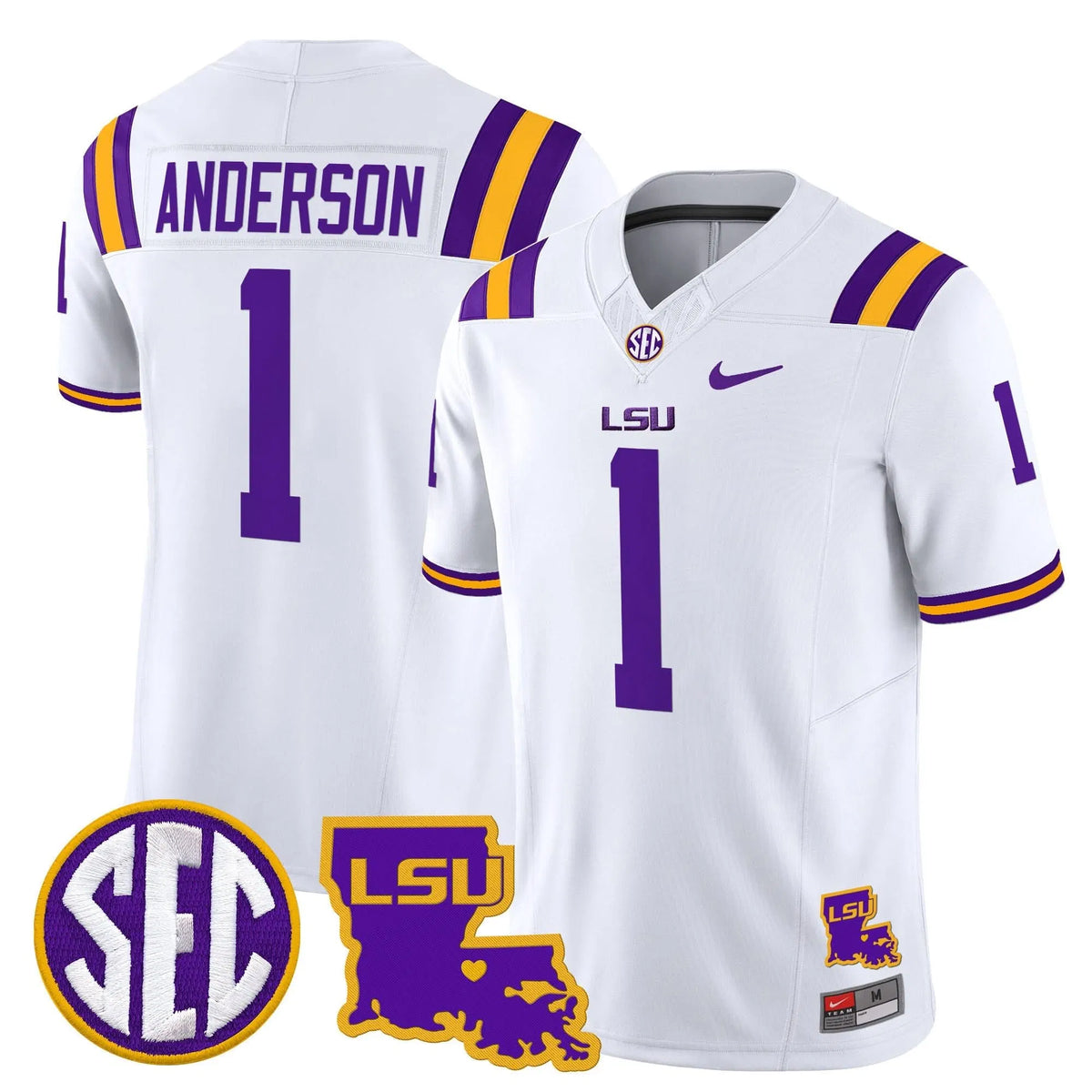 Personalized LSU 2026 Louisiana Patch Vapor Limited Jersey - White / Aaron Anderson Stitched
