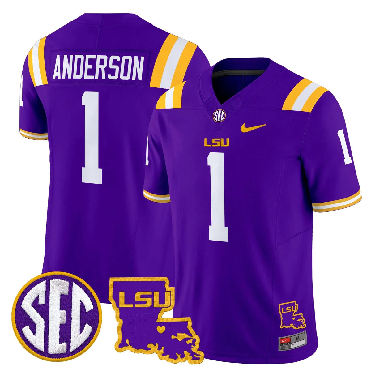 Personalized LSU 2026 Louisiana Patch Vapor Limited Jersey - Purple / Aaron Anderson Stitched