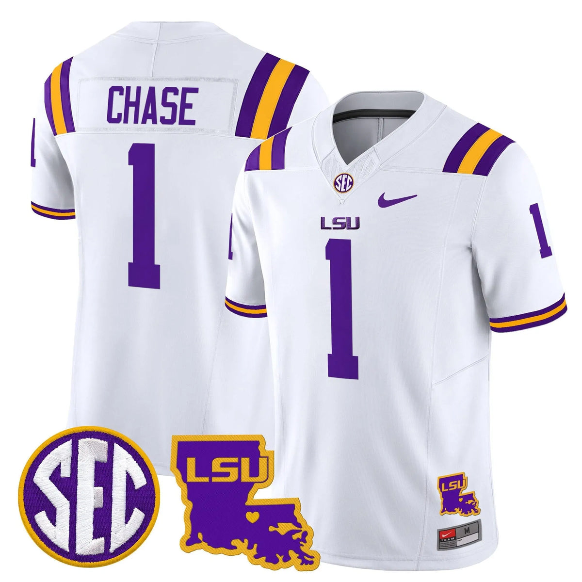 Personalized LSU 2026 Louisiana Patch Vapor Limited Jersey - White / Ja'Marr Chase Stitched