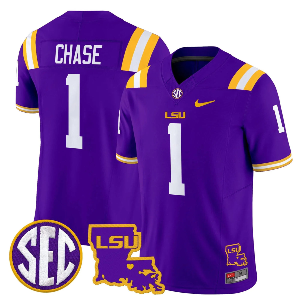 Personalized LSU 2026 Louisiana Patch Vapor Limited Jersey - Purple / Ja'Marr Chase Stitched