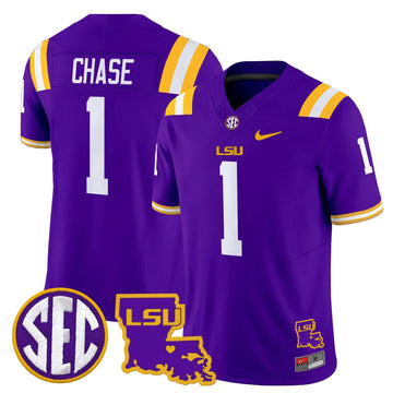 Personalized LSU 2026 Louisiana Patch Vapor Limited Jersey - Purple / Ja'Marr Chase Stitched