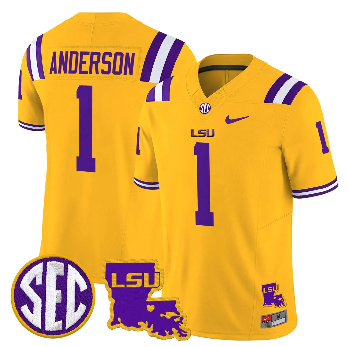Personalized LSU 2026 Louisiana Patch Vapor Limited Jersey - Gold / Aaron Anderson Stitched