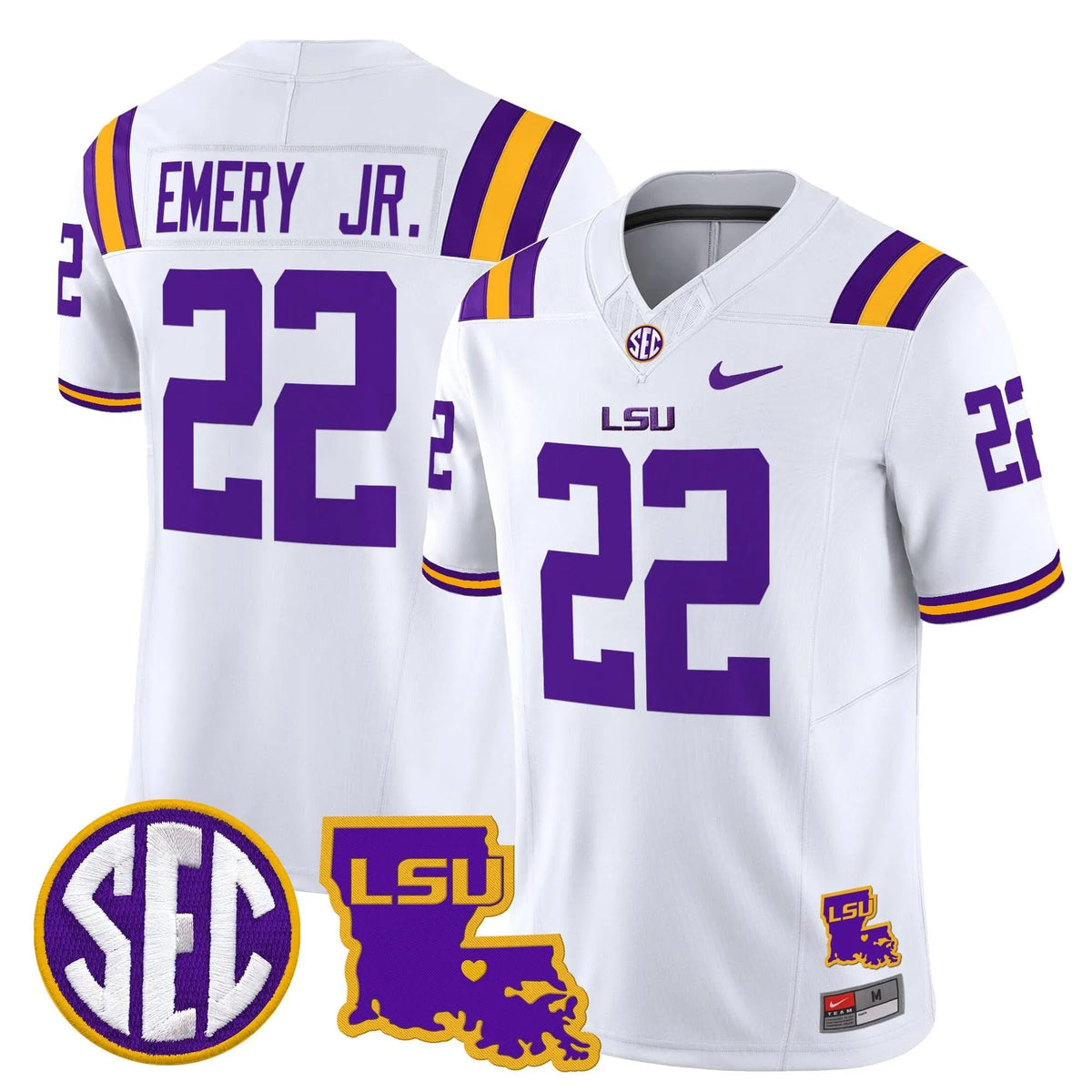Personalized LSU 2026 Louisiana Patch Vapor Limited Jersey - White / John Emery Jr. Stitched