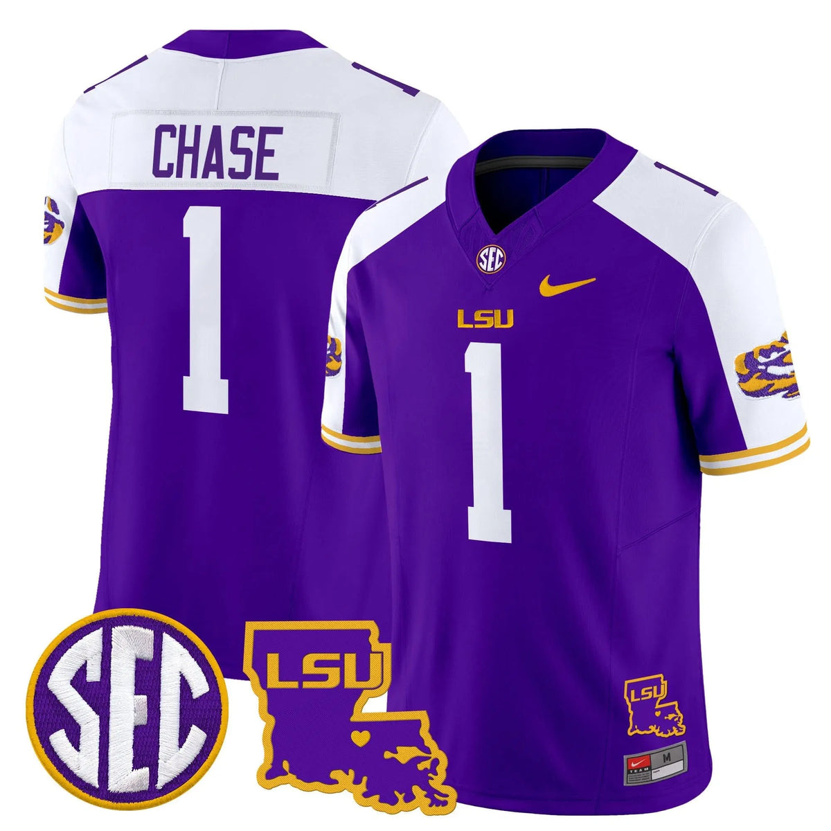 Personalized LSU 2026 Louisiana Patch Vapor Limited Jersey - Purple Alternate / Ja'Marr Chase Stitched