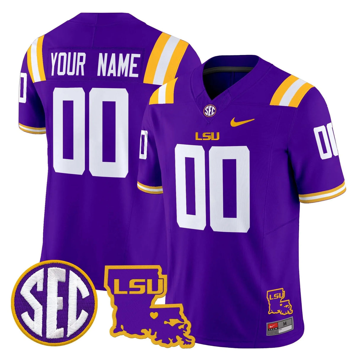 Personalized LSU 2026 Louisiana Patch Vapor Limited Custom Jersey - Purple Stitched