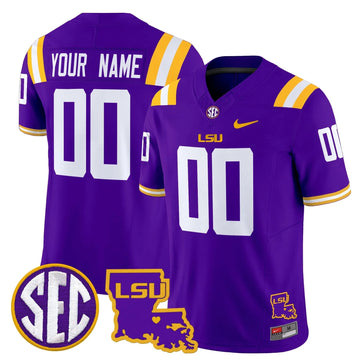 Personalized LSU 2026 Louisiana Patch Vapor Limited Custom Jersey - Purple Stitched