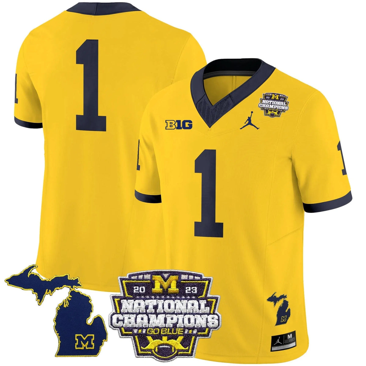 Personalized MW 2023 National Champions Patch Vapor Jersey V6 - Maize / #1 Team Stitched