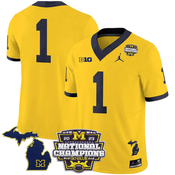 Personalized MW 2023 National Champions Patch Vapor Jersey V6 - Maize / #1 Team Stitched