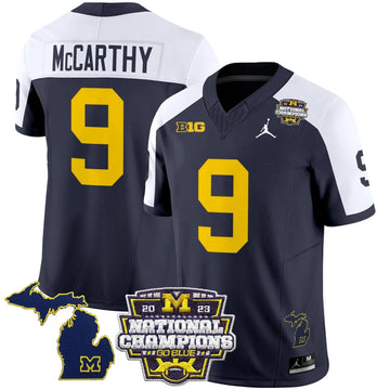 Personalized MW 2023 National Champions Patch Vapor Jersey V6 - Alternate / J.J. McCarthy Stitched
