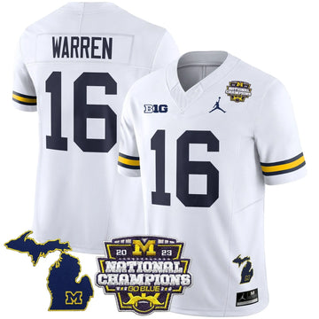 Personalized MW 2023 National Champions Patch Vapor Jersey V6 - White / Davis Warren Stitched