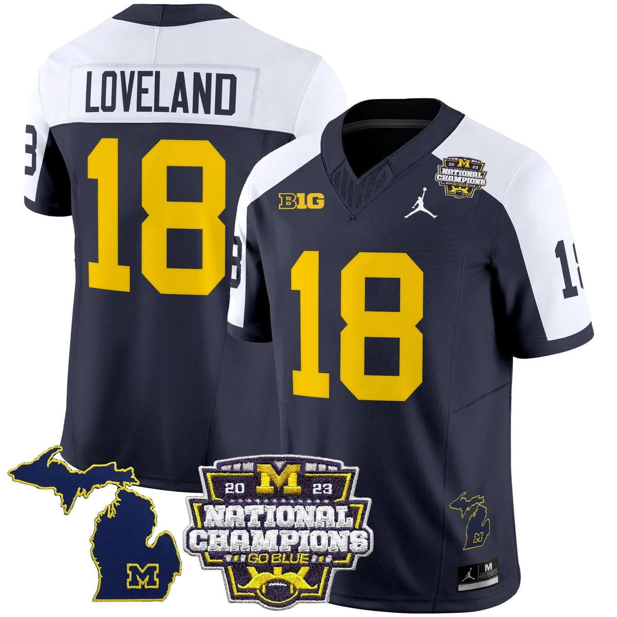 Personalized MW 2023 National Champions Patch Vapor Jersey V6 - Alternate / Colston Loveland Stitched