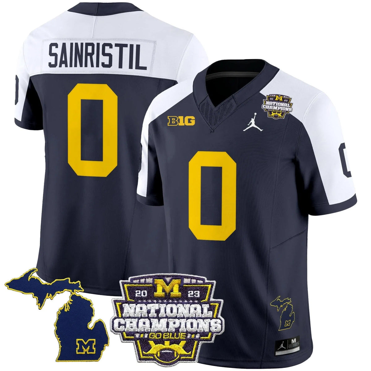 Personalized MW 2023 National Champions Patch Vapor Jersey V6 - Alternate / Mike Sainristil Stitched