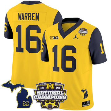 Personalized MW 2023 National Champions Patch Vapor Jersey V6 - Navy Sleeves / Davis Warren Stitched