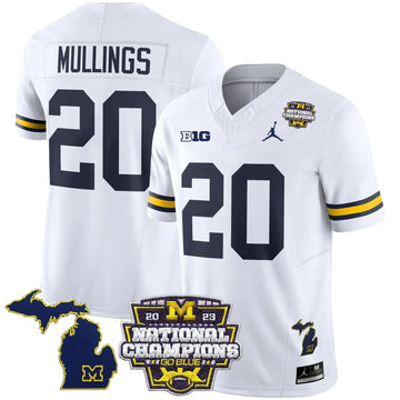 Personalized MW 2023 National Champions Patch Vapor Jersey V6 - White / Kalel Mullings Stitched