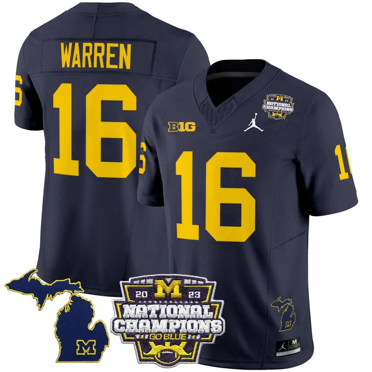 Personalized MW 2023 National Champions Patch Vapor Jersey V6 - Navy / Davis Warren Stitched