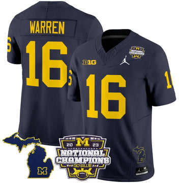 Personalized MW 2023 National Champions Patch Vapor Jersey V6 - Navy / Davis Warren Stitched