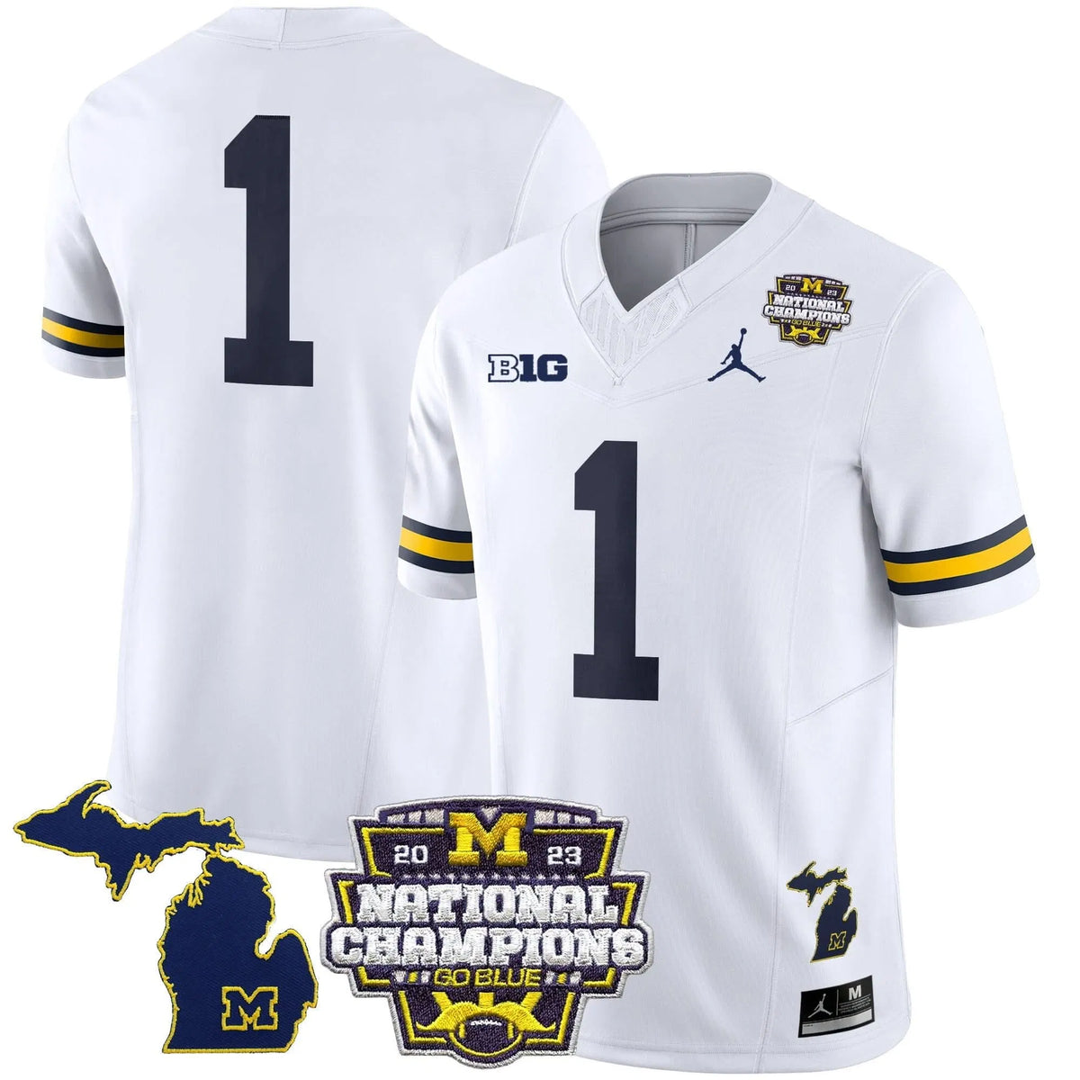 Personalized MW 2023 National Champions Patch Vapor Jersey V6 - White / #1 Team Stitched