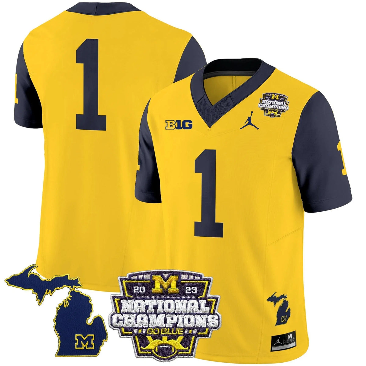 Personalized MW 2023 National Champions Patch Vapor Jersey V6 - Navy Sleeves / #1 Team Stitched