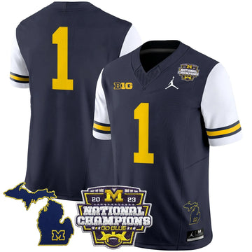 Personalized MW 2023 National Champions Patch Vapor Jersey V6 - White Sleeves / #1 Team Stitched