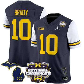 Personalized MW 2023 National Champions Patch Vapor Jersey V6 - White Sleeves / Tom Brady Stitched