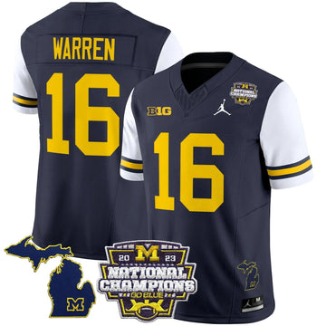 Personalized MW 2023 National Champions Patch Vapor Jersey V6 - White Sleeves / Davis Warren Stitched