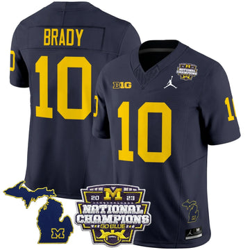 Personalized MW 2023 National Champions Patch Vapor Jersey V6 - Navy / Tom Brady Stitched