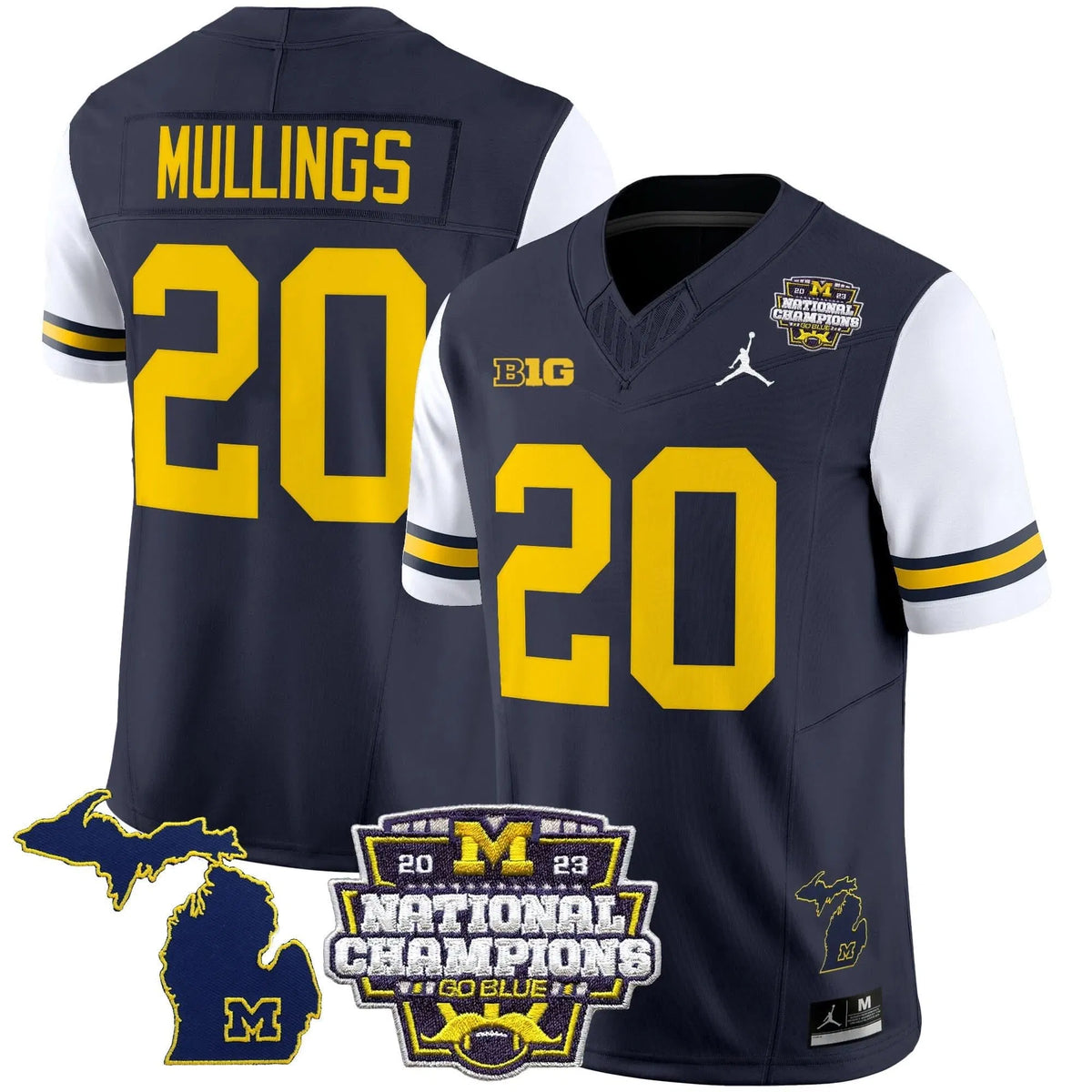 Personalized MW 2023 National Champions Patch Vapor Jersey V6 - White Sleeves / Kalel Mullings Stitched