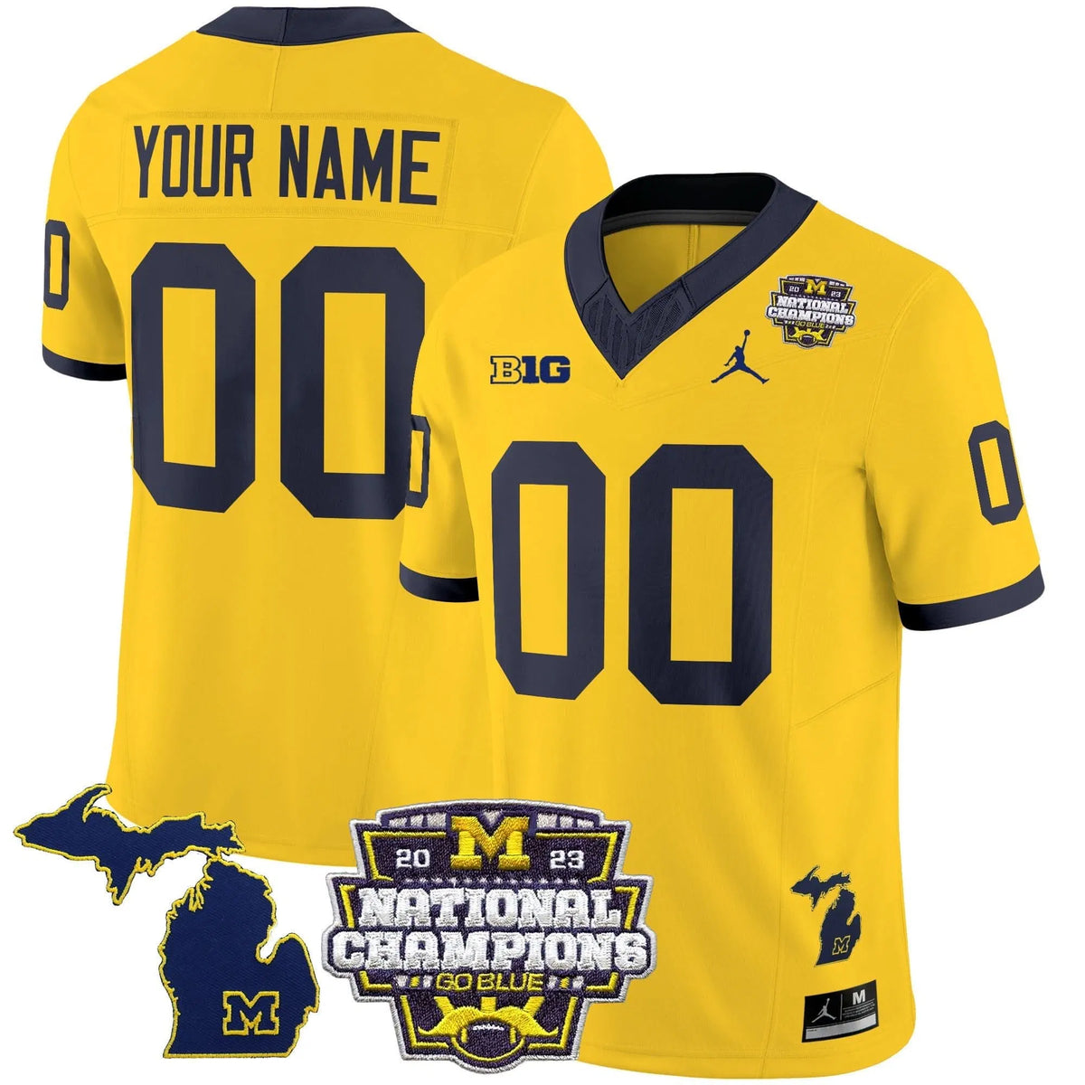 Personalized MW 2023 National Champions Patch Vapor Jersey V6 - Maize Stitched