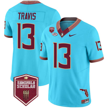 Personalized FSS 2026 Seminole Scholar Patch Vapor Limited Jersey - Turquoise / Jordan Travis Stitched