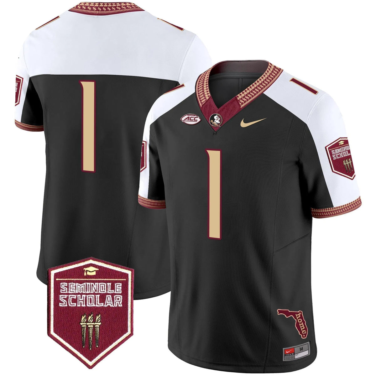 Personalized FSS 2026 Seminole Scholar Patch Vapor Limited Jersey - Black Alternate / #1 Team Stitched