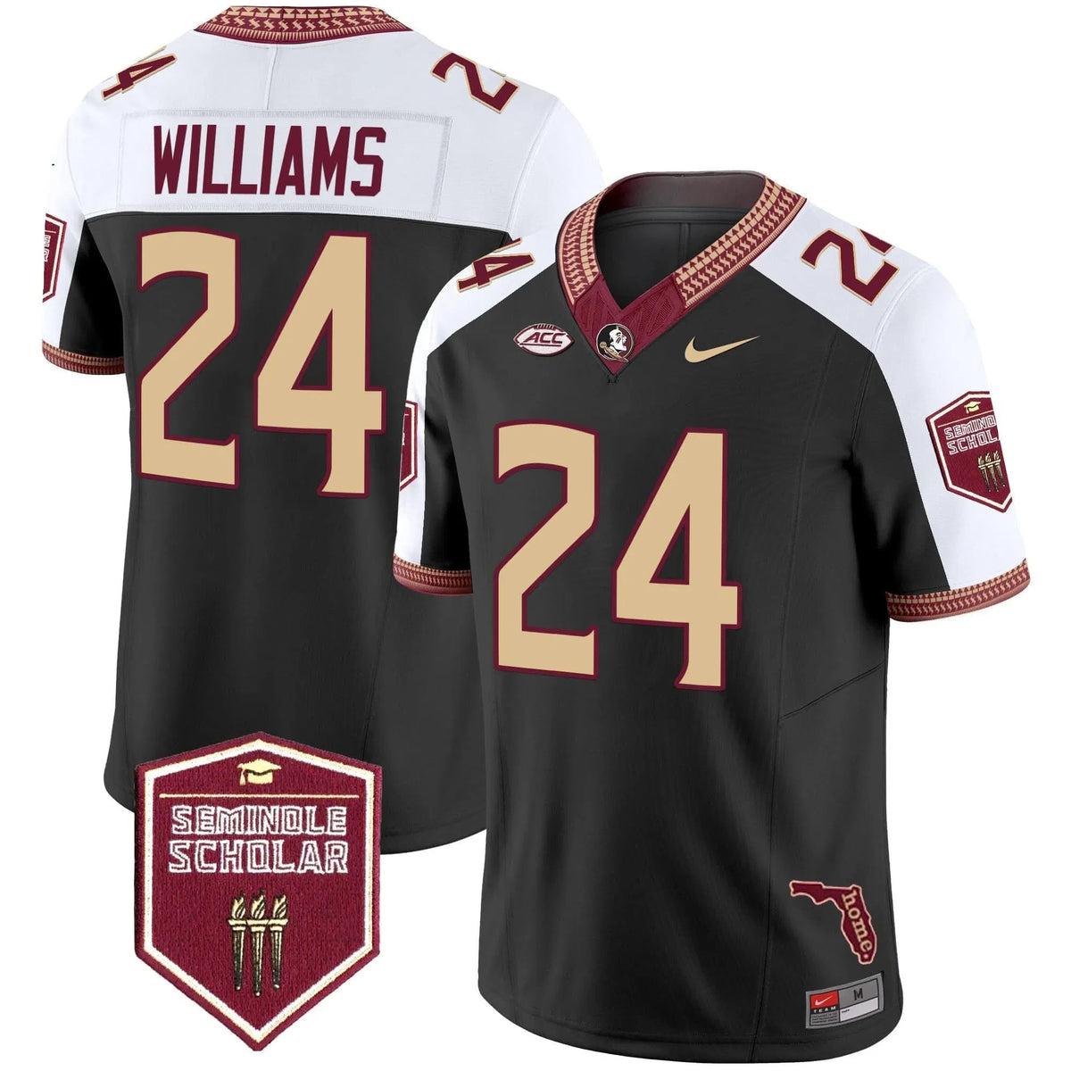 Personalized FSS 2026 Seminole Scholar Patch Vapor Limited Jersey - Black Alternate / Roydell Williams Stitched