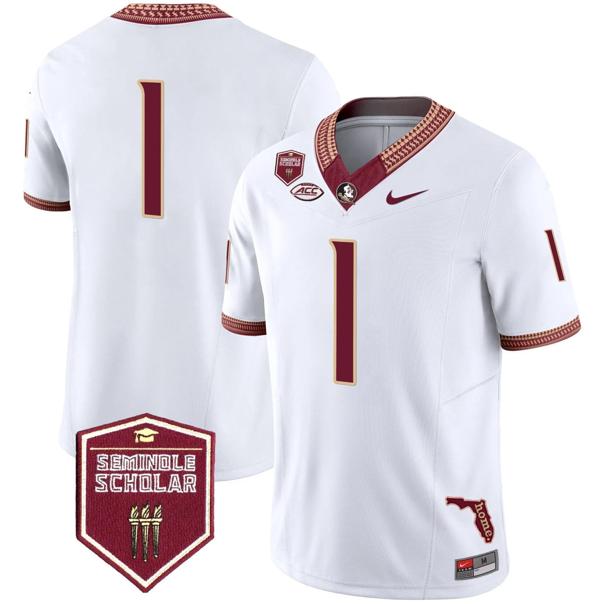 Personalized FSS 2026 Seminole Scholar Patch Vapor Limited Jersey - White / #1 Team Stitched