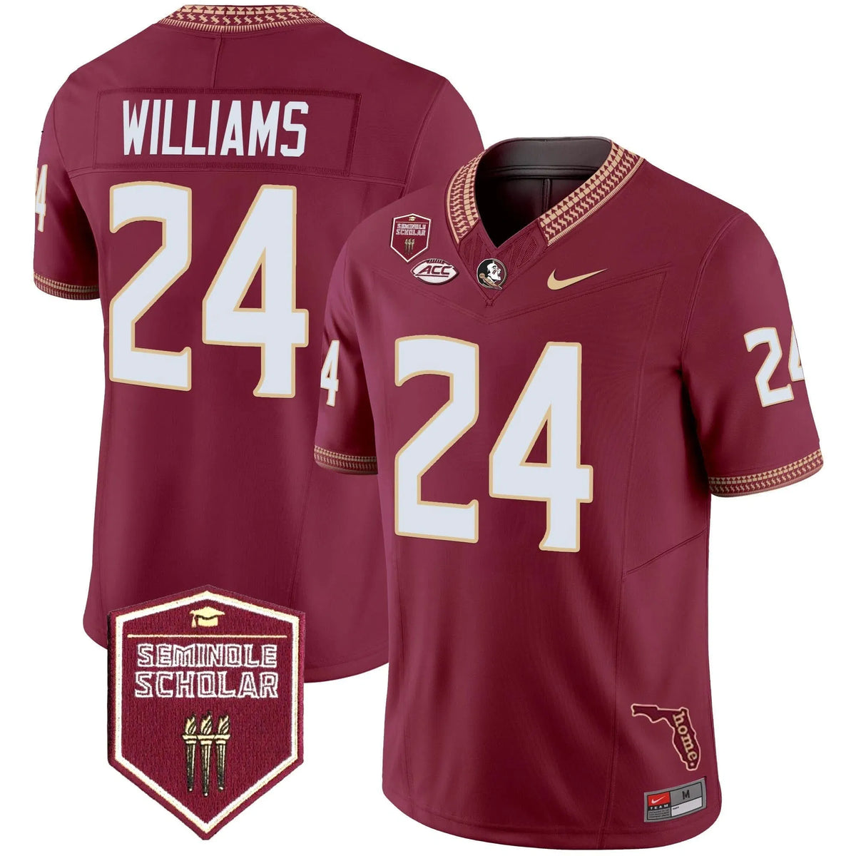 Personalized FSS 2026 Seminole Scholar Patch Vapor Limited Jersey - Garnet / Roydell Williams Stitched