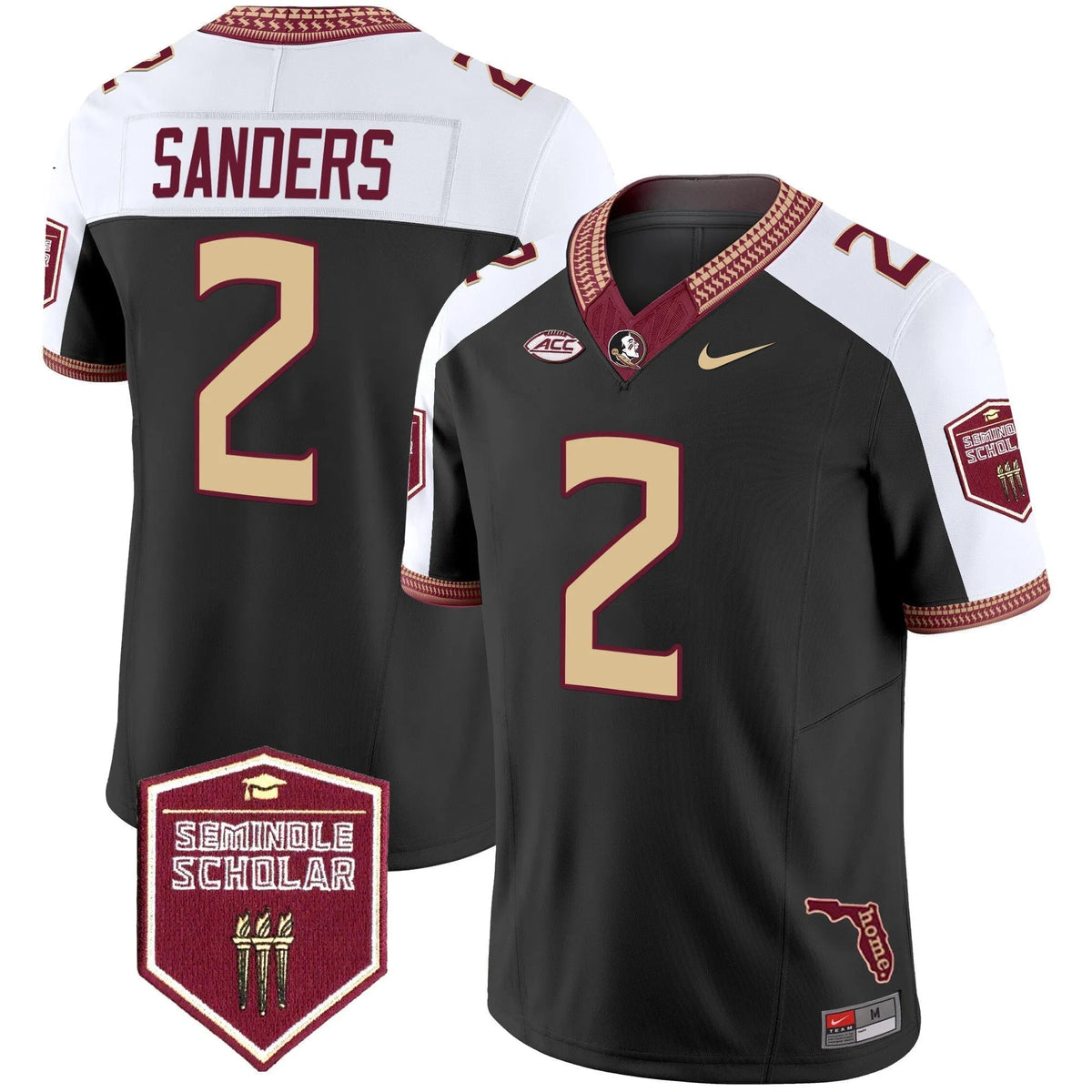 Personalized FSS 2026 Seminole Scholar Patch Vapor Limited Jersey - Black Alternate / Deion Sanders Stitched