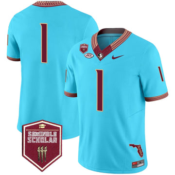 Personalized FSS 2026 Seminole Scholar Patch Vapor Limited Jersey - Turquoise / #1 Team Stitched