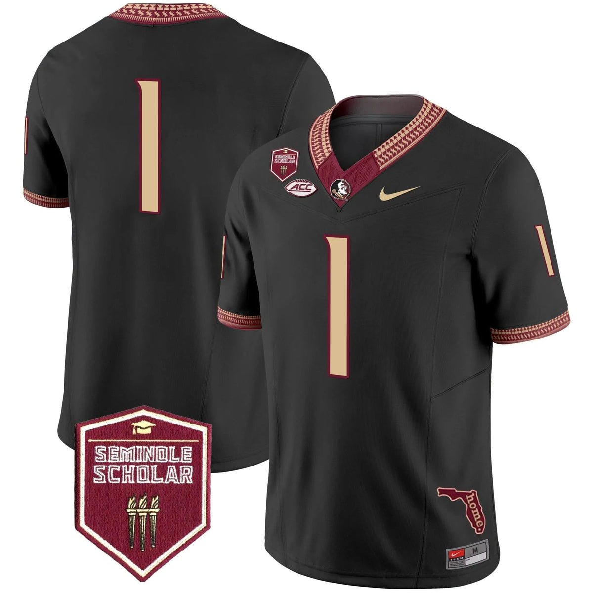 Personalized FSS 2026 Seminole Scholar Patch Vapor Limited Jersey - Black / #1 Team Stitched