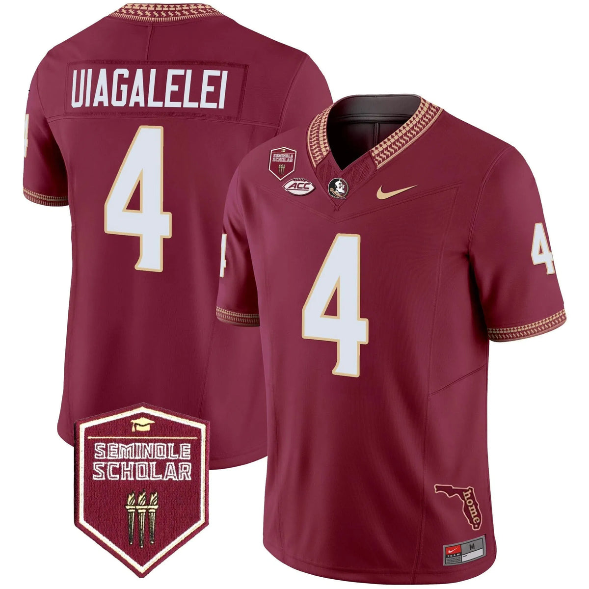 Personalized FSS 2026 Seminole Scholar Patch Vapor Limited Jersey - Garnet / DJ Uiagalelei Stitched
