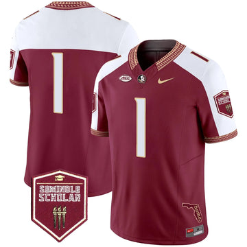 Personalized FSS 2026 Seminole Scholar Patch Vapor Limited Jersey - Garnet Alternate / #1 Team Stitched