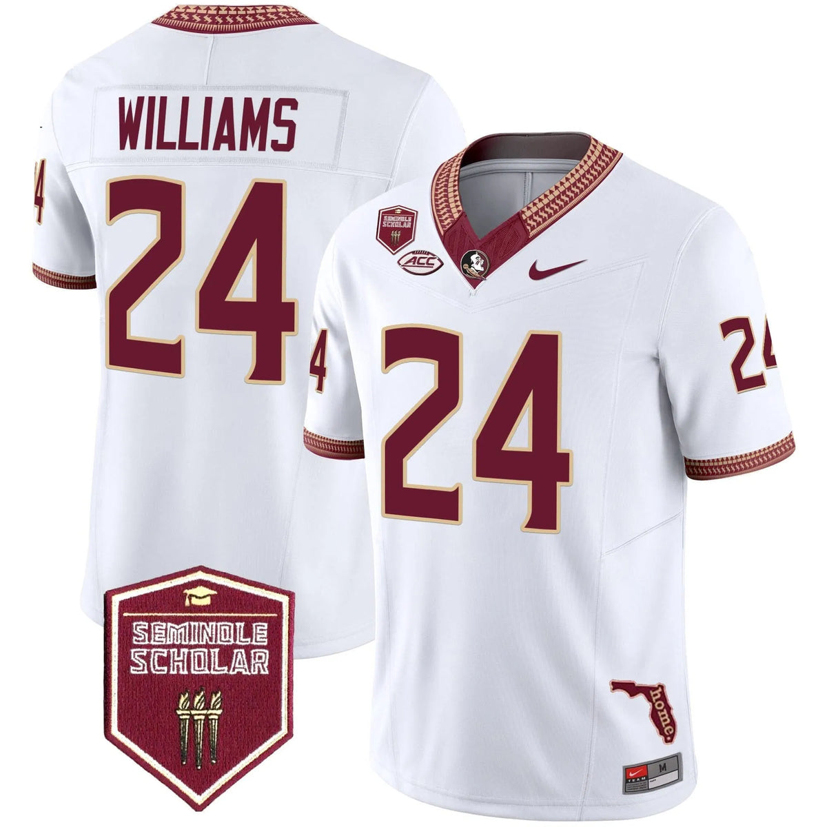 Personalized FSS 2026 Seminole Scholar Patch Vapor Limited Jersey - White / Roydell Williams Stitched