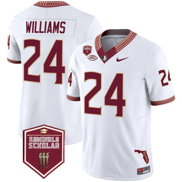 Personalized FSS 2026 Seminole Scholar Patch Vapor Limited Jersey - White / Roydell Williams Stitched