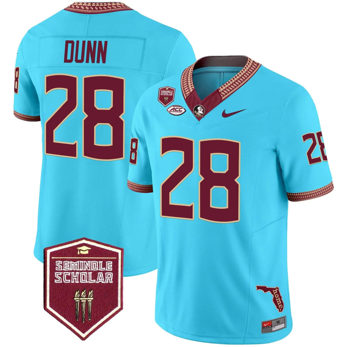 Personalized FSS 2026 Seminole Scholar Patch Vapor Limited Jersey - Turquoise / Warrick Dunn Stitched