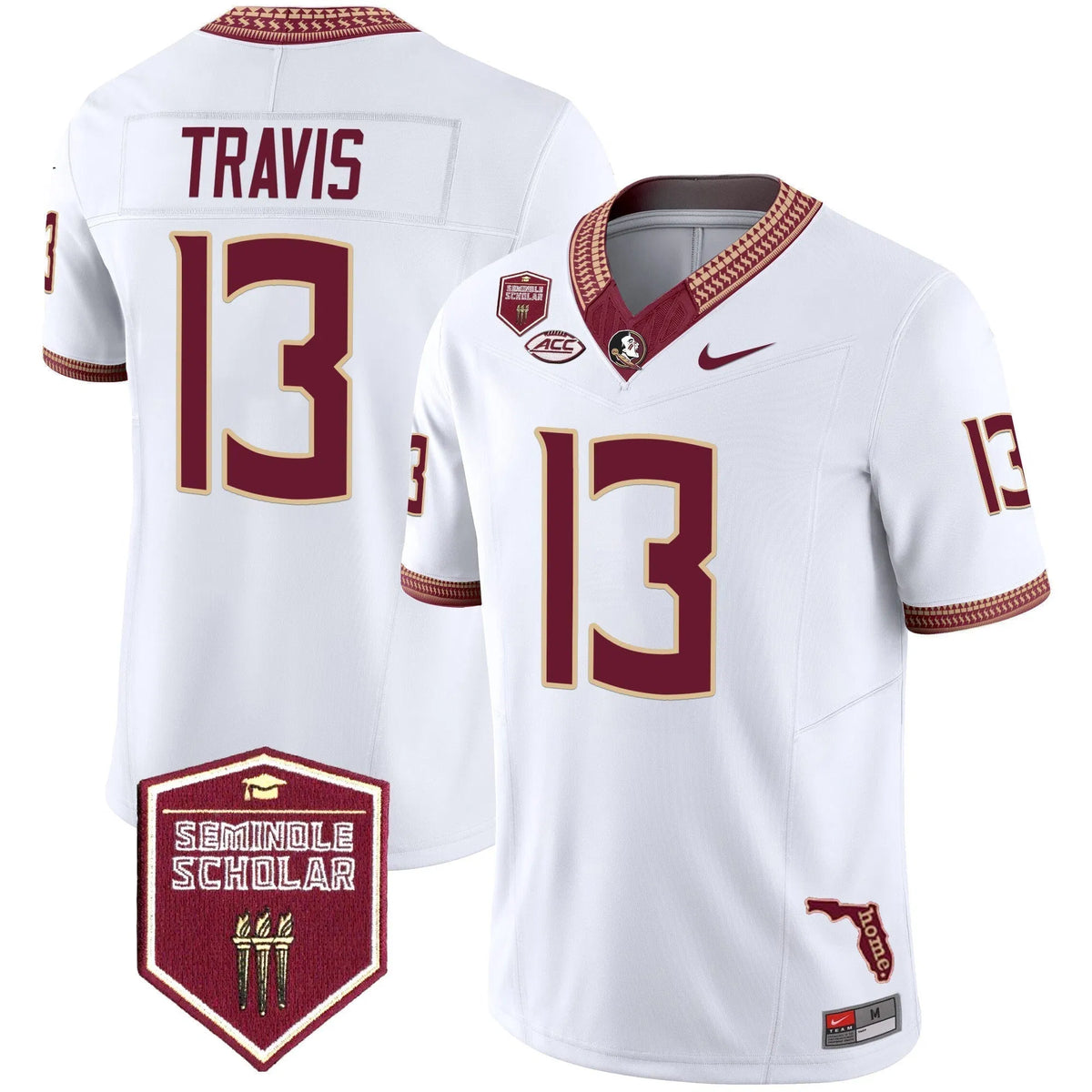 Personalized FSS 2026 Seminole Scholar Patch Vapor Limited Jersey - White / Jordan Travis Stitched