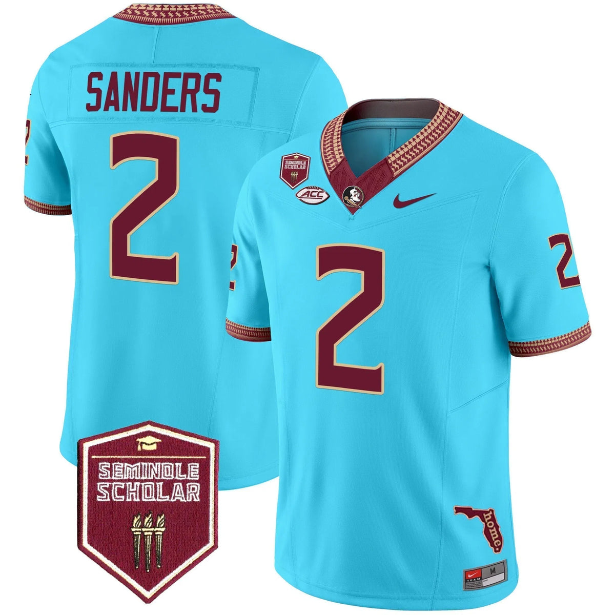 Personalized FSS 2026 Seminole Scholar Patch Vapor Limited Jersey - Turquoise / Deion Sanders Stitched