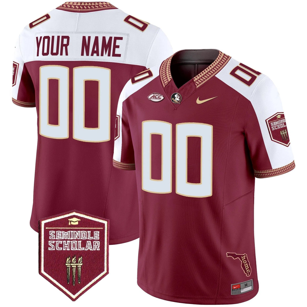 Personalized FSS 2026 Seminole Scholar Patch Vapor Limited Custom Jersey - Garnet Alternate Stitched