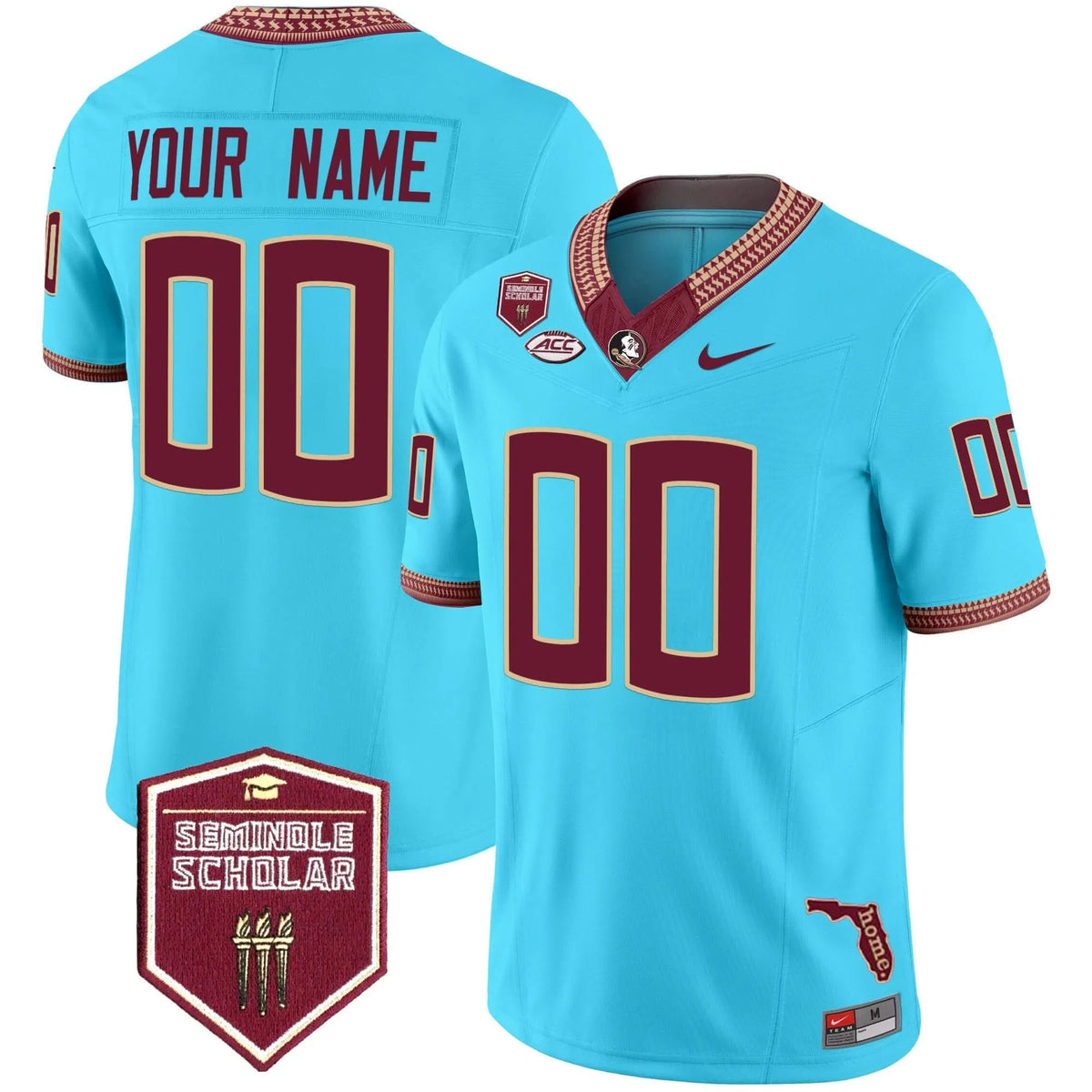 Personalized FSS 2026 Seminole Scholar Patch Vapor Limited Custom Jersey - Turquoise Stitched