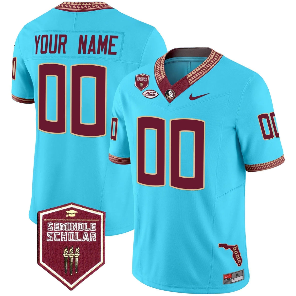 Personalized FSS 2026 Seminole Scholar Patch Vapor Limited Custom Jersey - Turquoise Stitched