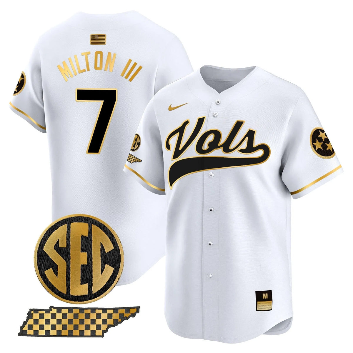 Personalized TV 2026 Vapor Premier Limited Baseball Jersey - Stitched - White Gold / Joe Milton III Stitched