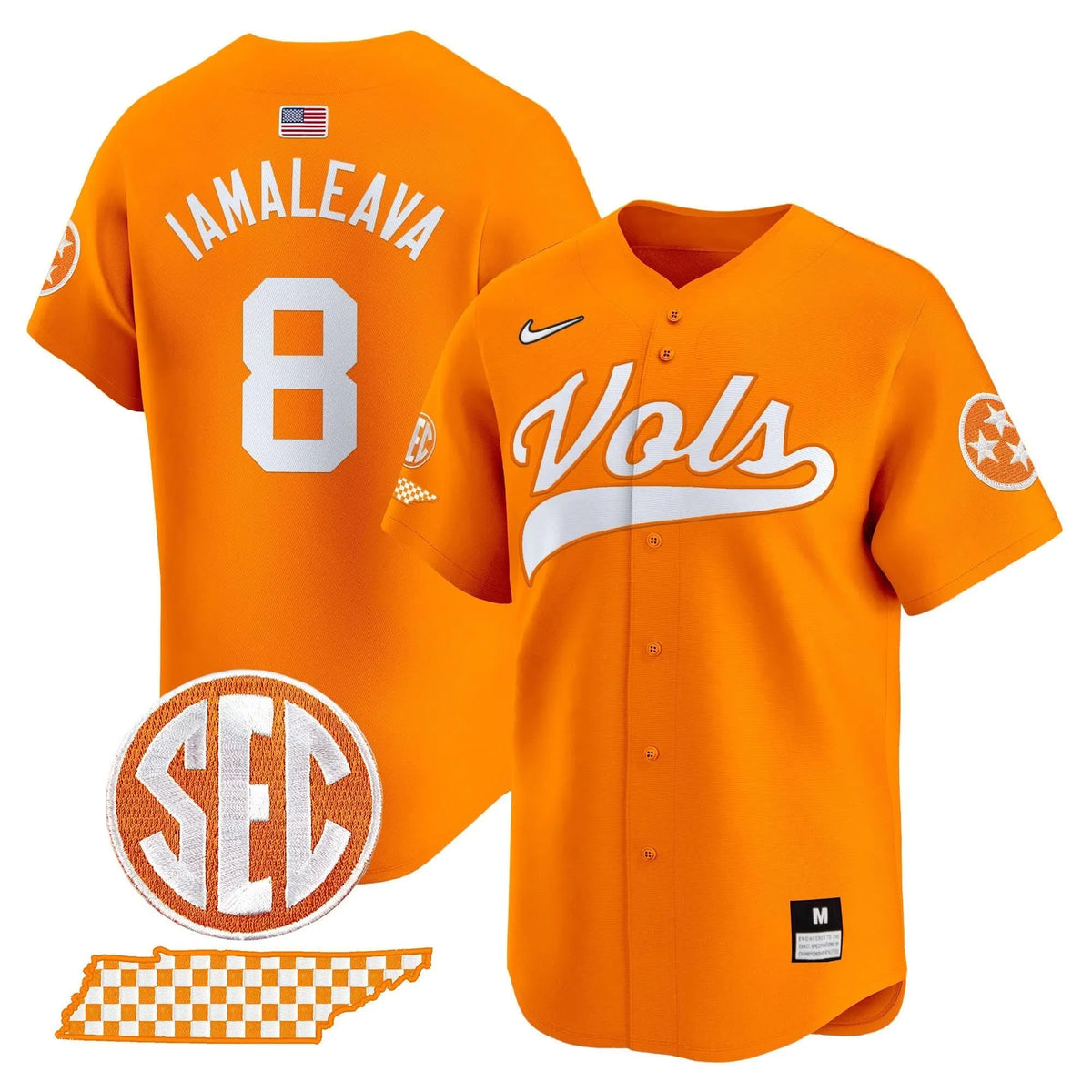 Personalized TV 2026 Vapor Premier Limited Baseball Jersey - Stitched - Orange / Nico Iamaleava Stitched