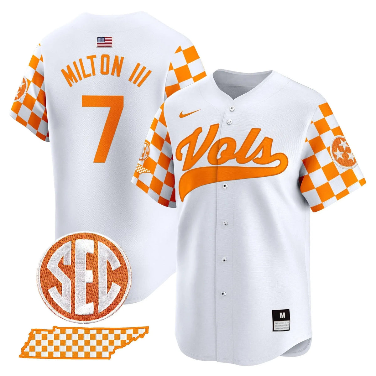 Personalized TV Checkerboard 2026 Vapor Premier Limited Baseball Jersey - Stitched - White / Joe Milton III Stitched