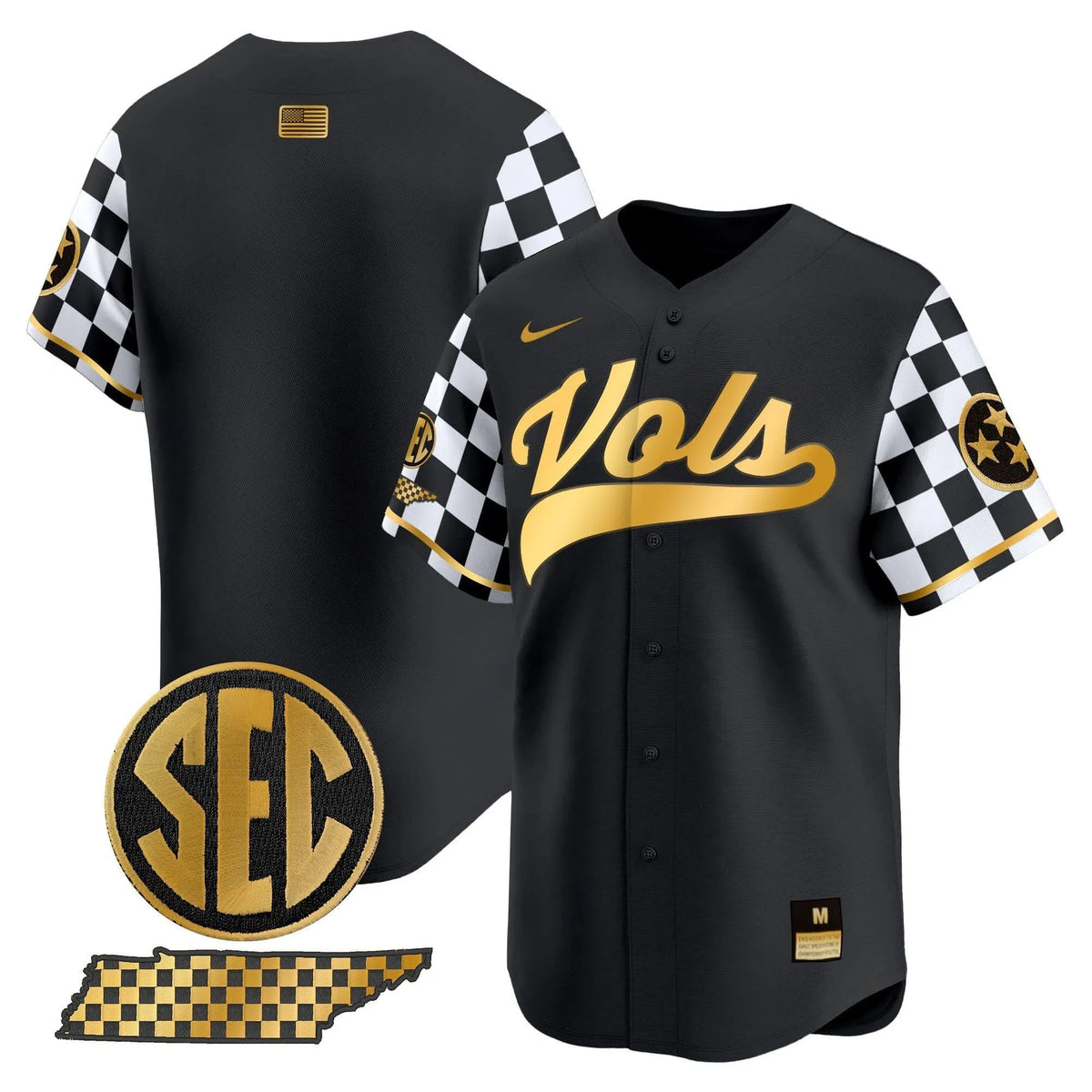Personalized TV Checkerboard 2026 Vapor Premier Limited Baseball Jersey - Stitched - Black Gold / Team Stitched